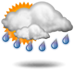 Partly sunny with showers